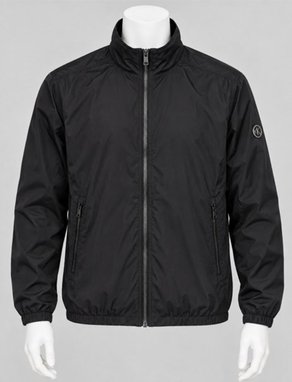 Calvin Klein Mens XL Black Full Zip Lightweight Jacket Logo Pre Owned